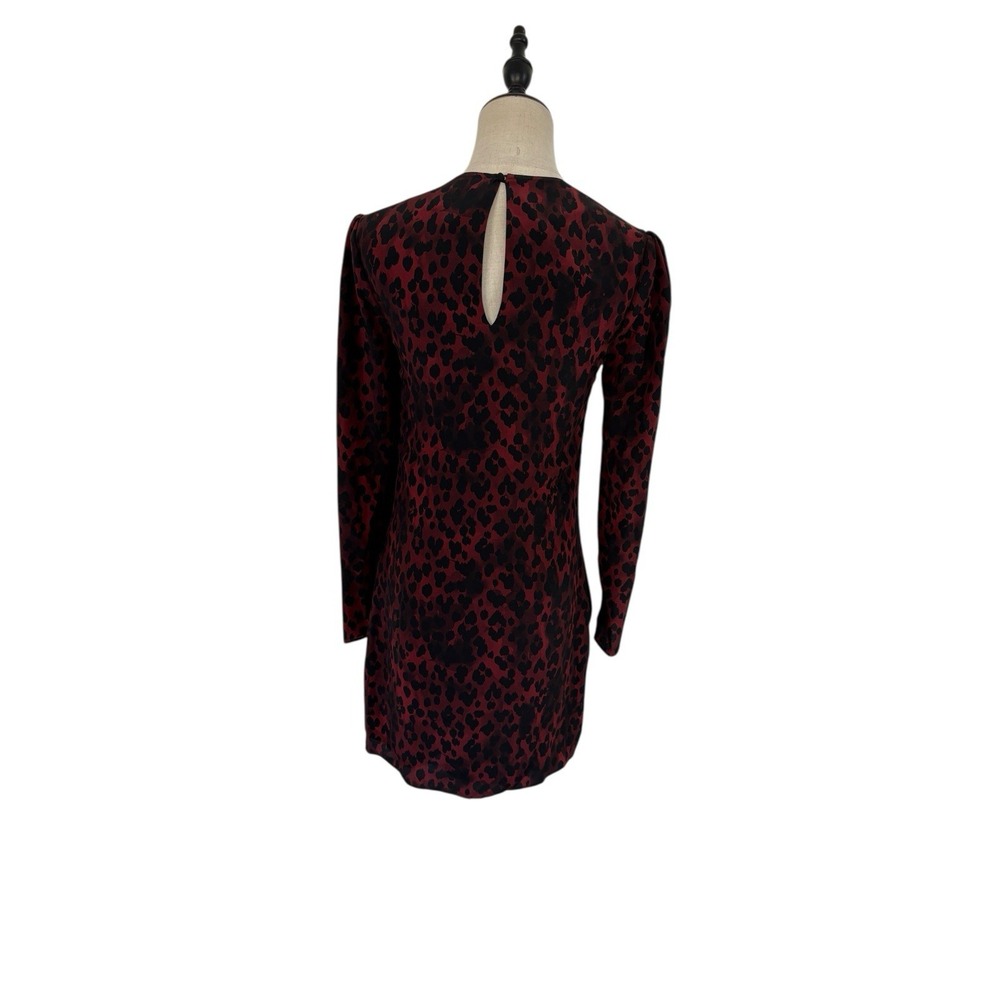 Saint Laurent Dress Womens XS Leopard Print Silk Mini Long Sleeve Indie Sleaze - Picture 6 of 10